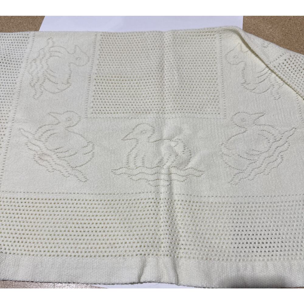 Vintage First Impressions Infant Wear Baby Blanket Ivory/Yellow ~ Ducks ~ 26x34